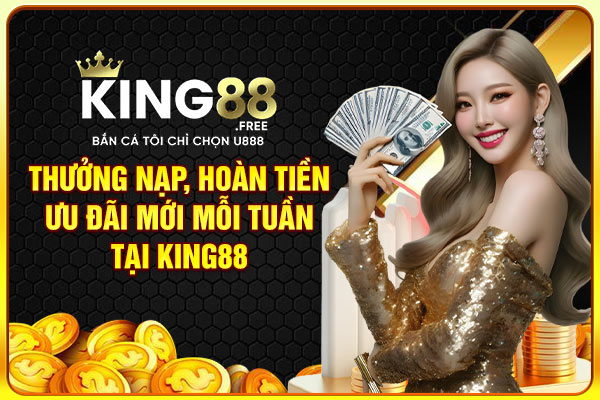 Thưởng nạp, hoàn tiền, ưu đãi mới mỗi tuần tại KING88 Thưởng nạp, hoàn tiền, ưu đãi mới mỗi tuần tại KING88